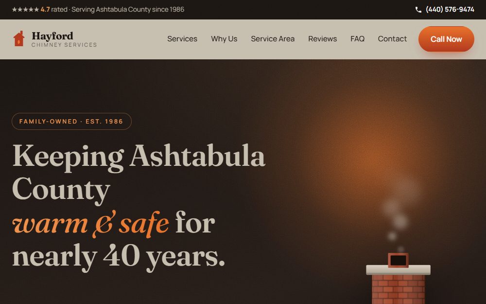 Hayford Chimney website homepage